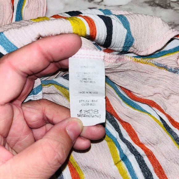 Ginger G Spaghetti Strap Striped Tank Top Pink Women M Spring Boho Cottage - Picture 5 of 5